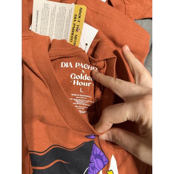 NWT Dia Pacheco x Golden Hour Urban Outfitters‎ Crew Neck Shirt Orange Cotton - Picture 8 of 8